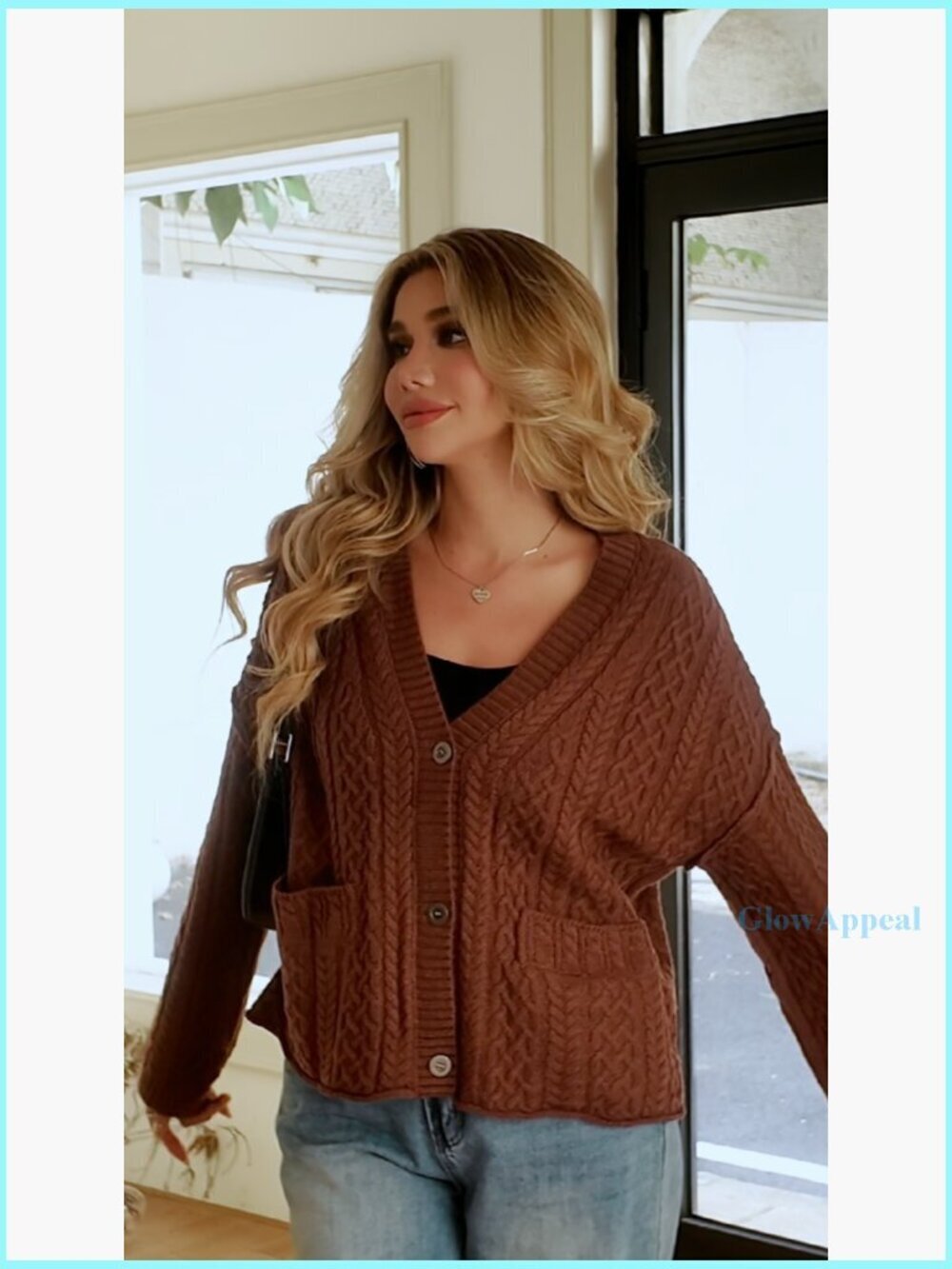 Oversized Cable Knit Cardigan Sweater Coat Long Sleeve Button Front Fall - Picture 6 of 6